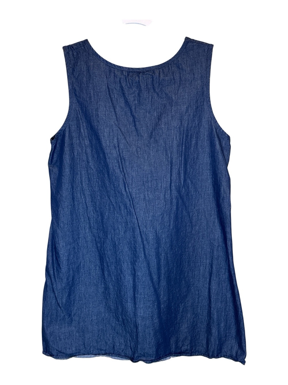 C. Christian Los Angeles Dress 100% Cotton Denim Chambray Low Back Ruffles